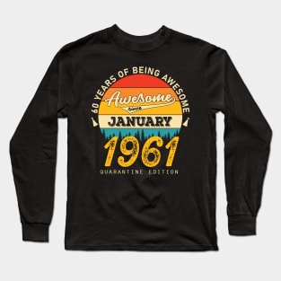 Classic January 1961 60 Years Old Retro 60th Birthday Gift Long Sleeve T-Shirt